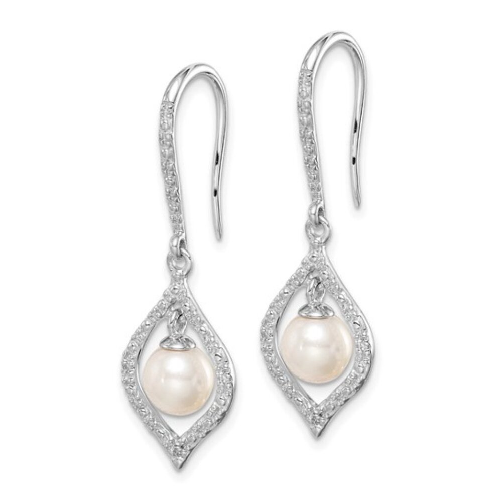 Sterling Silver Freshwater Pearl & Genuine Diamond Post Earrings